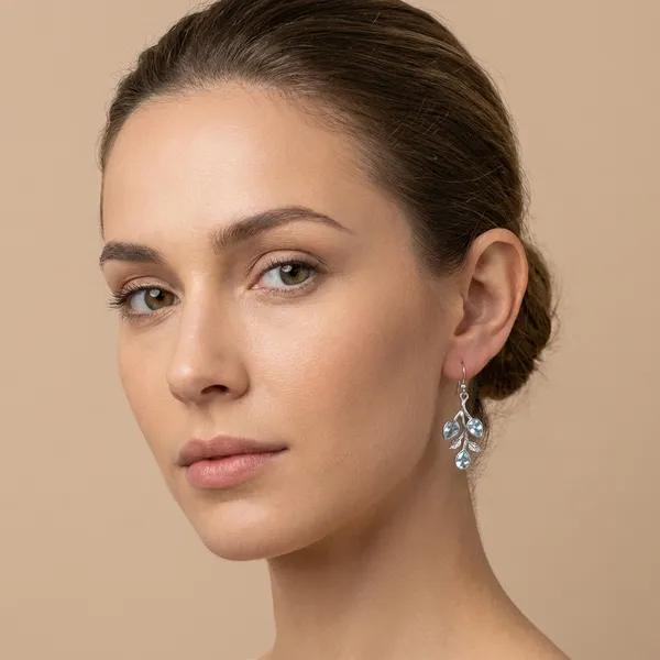 925_Silver_Jewellery_Blue_Topaz_Leaf_Dangle_Earrings_For_Women