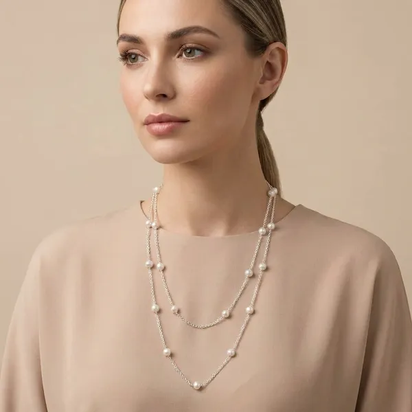 925_Silver_Jewellery_White_Pearl_Silver_Long_Chain_Necklace_For_Women