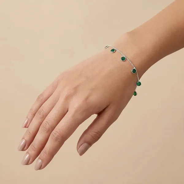 925_Silver_Jewellery_Green_Onyx_Stone_Charm_Bracelet_For_Women
