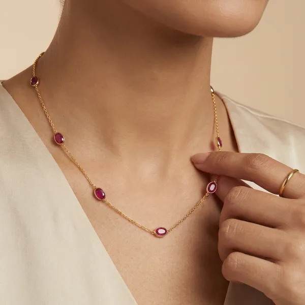 925_Silver_Jewellery_Red_Ruby_Stone_Chain_Necklace_For_Women