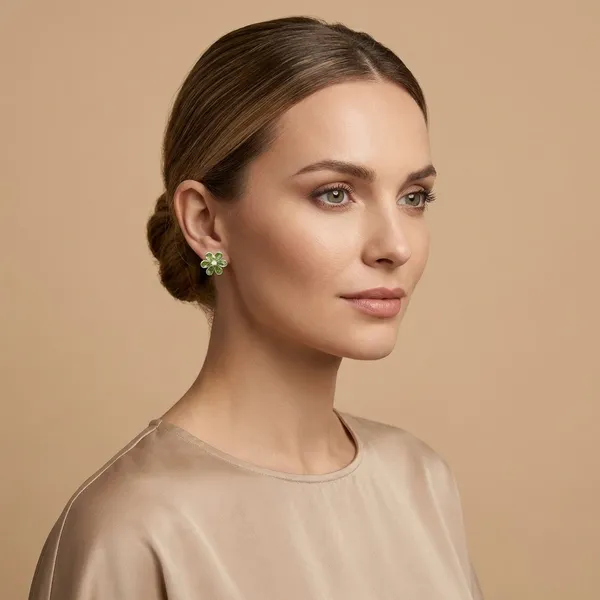 925_Silver_Jewellery_Green_Peridot_Sterling_Silver_Daisy_Stud_Earrings_For_Women