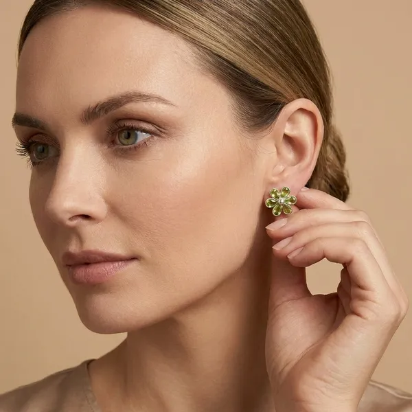 925_Silver_Jewellery_Green_Peridot_Sterling_Silver_Daisy_Stud_Earrings_For_Women