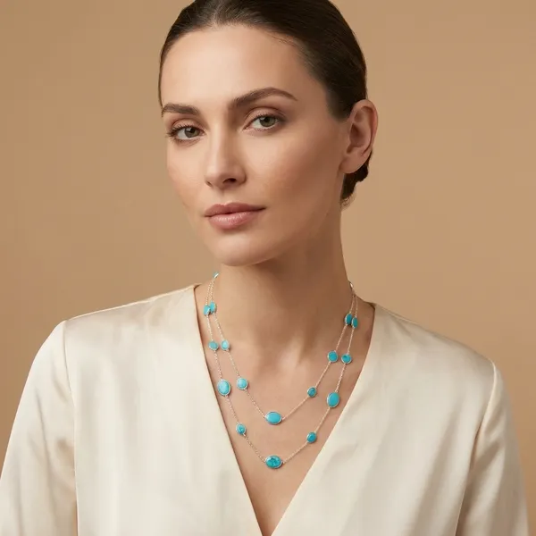 925_Silver_Jewellery_Howlite_Silver_Long_Chain_Necklace_Set_For_Women