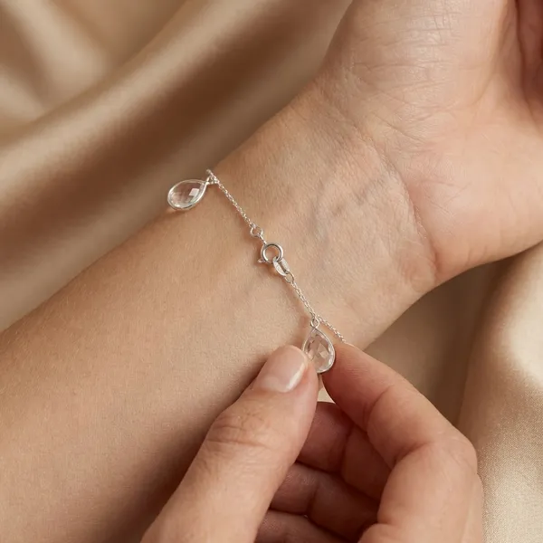 925_Silver_Jewellery_White_Moonstone_Teardrop_Bracelet_For_Women
