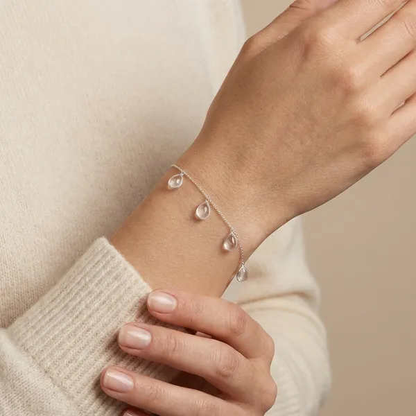 925_Silver_Jewellery_White_Moonstone_Teardrop_Bracelet_For_Women