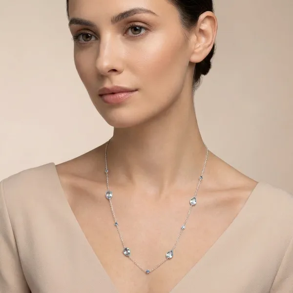 925_Silver_Jewellery_Blue_Topaz_Elegant_Drop_Necklace_For_Women