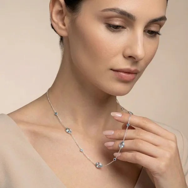 925_Silver_Jewellery_Blue_Topaz_Elegant_Drop_Necklace_For_Women