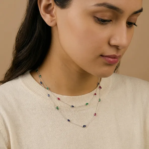 925_Silver_Jewellery_Ruby_Emerald_Blue_Sapphire_Long_Chain_Necklace_For_Women