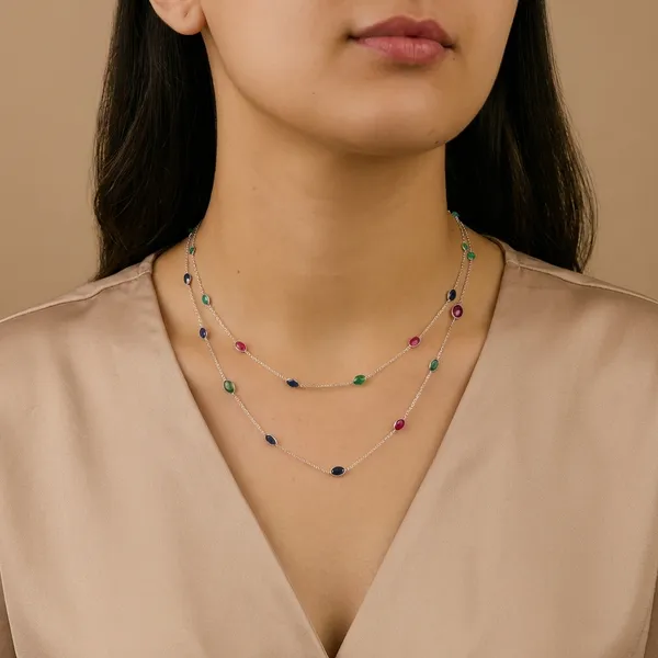 925_Silver_Jewellery_Ruby_Emerald_Blue_Sapphire_Long_Chain_Necklace_For_Women