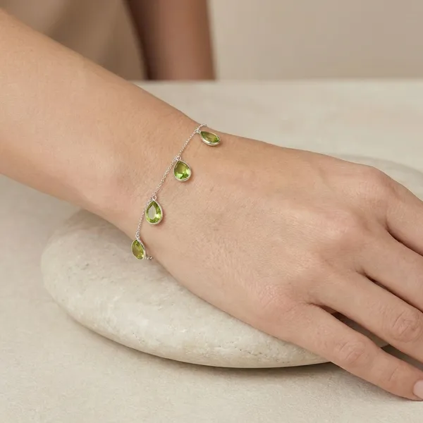 925_Silver_Jewellery_Green_Peridot_Gemstone_Charm_Bracelet_For_Women