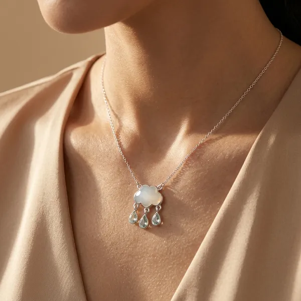 925_Silver_Jewellery_Silver_Cloud_Raindrop_Pendant_Necklace_For_Women