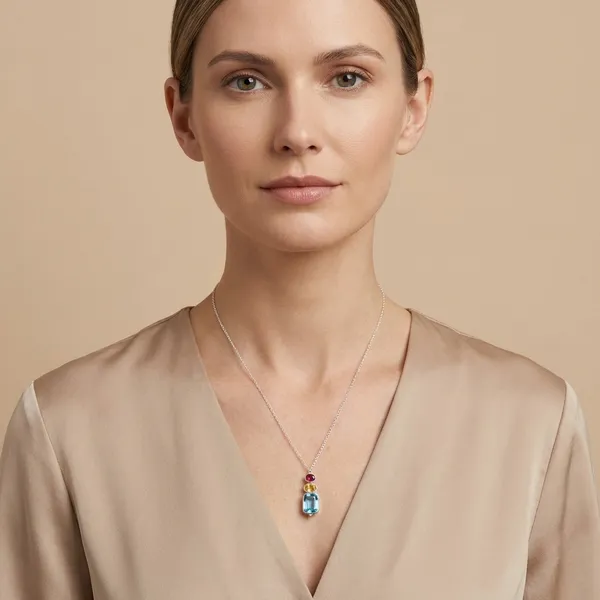 925_Silver_Jewellery_Blue_Topaz_Ruby_Multi_Stone_Pendant_Necklace_For_Women