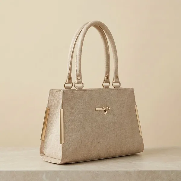 Champagne_Beige_With_Gold_Hardware_Pu_Leather_Handbag_For_Women