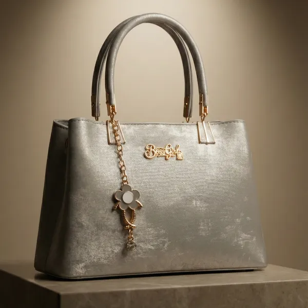 Metallic_Platinum_Silver_Boss_Polyester_Structured_Luxury_Handbag_For_Women