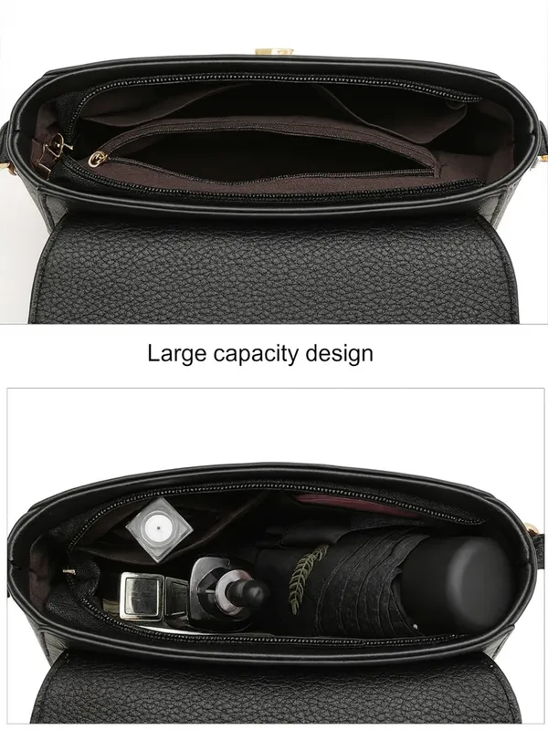 Black_Structured_Flap_Crossbody_Bag_With_Gold_Tone_Buckle_For_Women