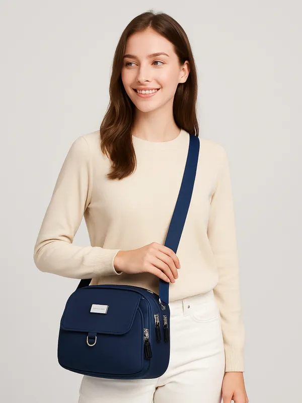 Navy_Blue_Multi_Pocket_Nylon_Crossbody_Bag_For_Women