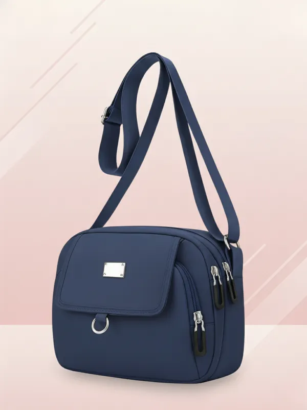 Navy_Blue_Multi_Pocket_Nylon_Crossbody_Bag_For_Women