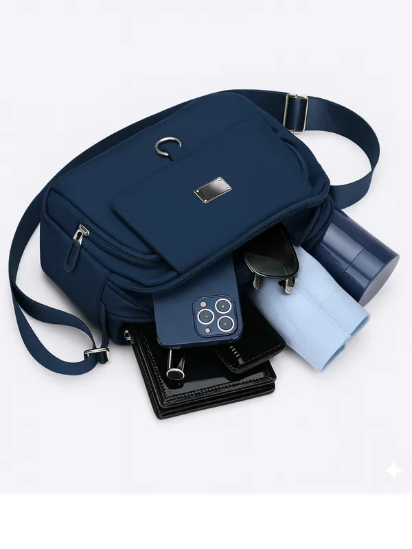 Navy_Blue_Multi_Pocket_Nylon_Crossbody_Bag_For_Women