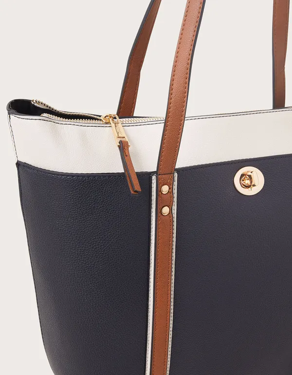 Dark_Blue_Light_Weight_Faux_Leather_Tote_Bag_For_Women