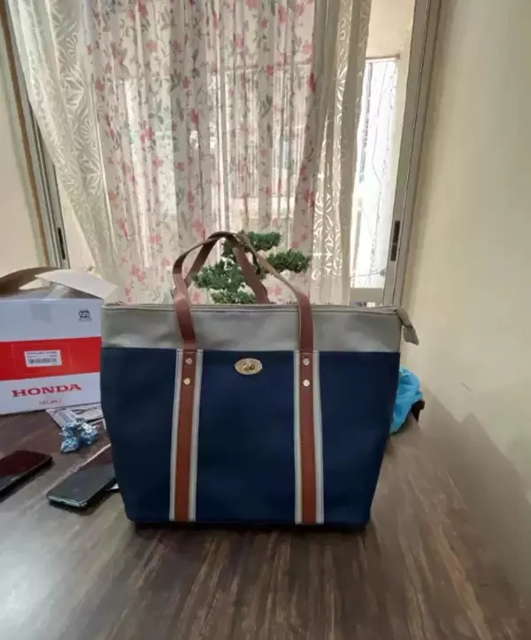 Dark_Blue_Light_Weight_Faux_Leather_Tote_Bag_For_Women