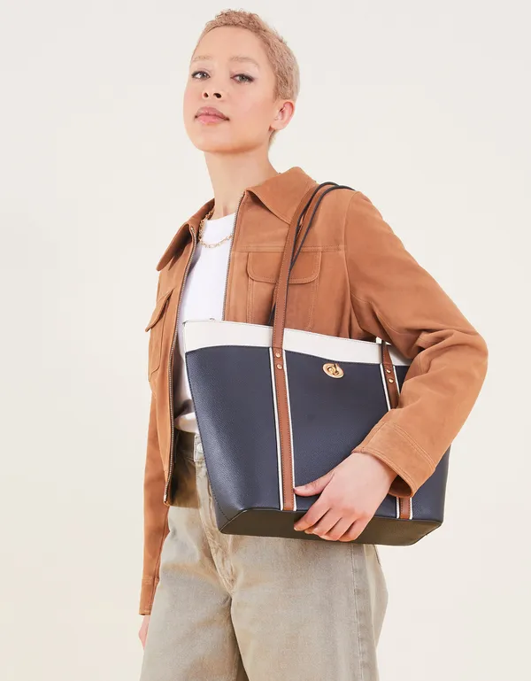 Dark_Blue_Light_Weight_Faux_Leather_Tote_Bag_For_Women