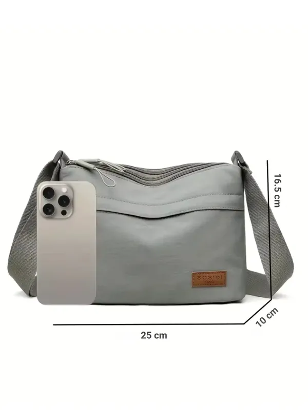 Grey_Lightweight_Nylon_Crossbody_Bag_With_Multi_Pocket_For_Women
