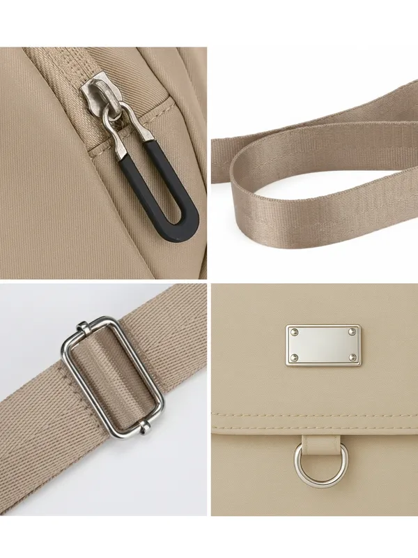 Beige_Multi_Pocket_Nylon_Crossbody_Bag_For_Women