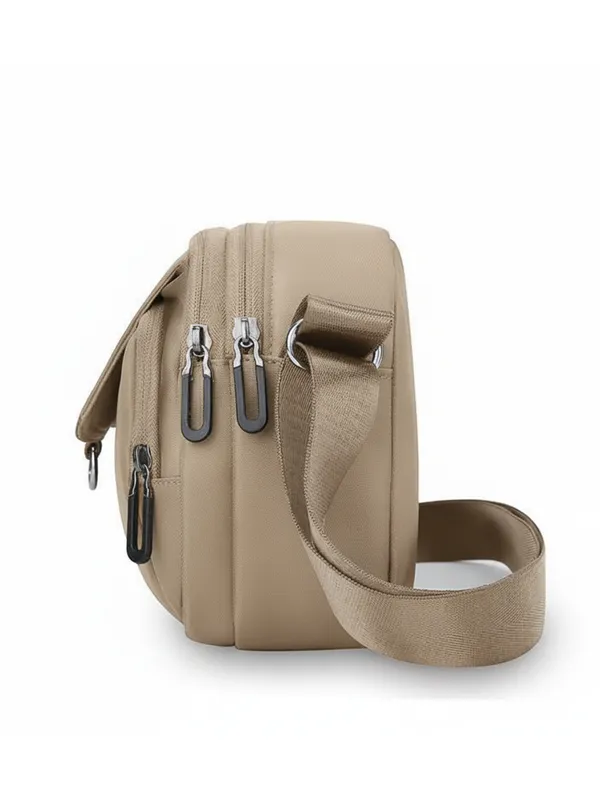Beige_Multi_Pocket_Nylon_Crossbody_Bag_For_Women