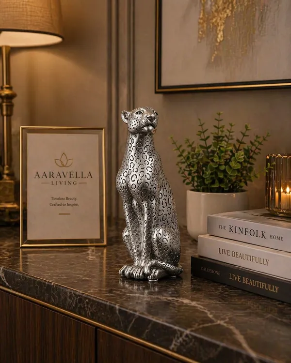 Silver_Silent_Hunter_Leopard_Sitting_Figurine_Decorative_Showpiece