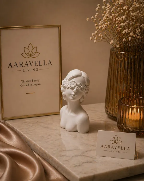 White_Decorative_Ceramic_Bust_Statue_With_Floral_Crown