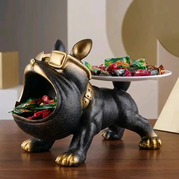 Black_And_Gold_Decorative_Baron_Butler_Dog_Serving_Bowl_With_Accents_Resin_Home_Decor_Organizer