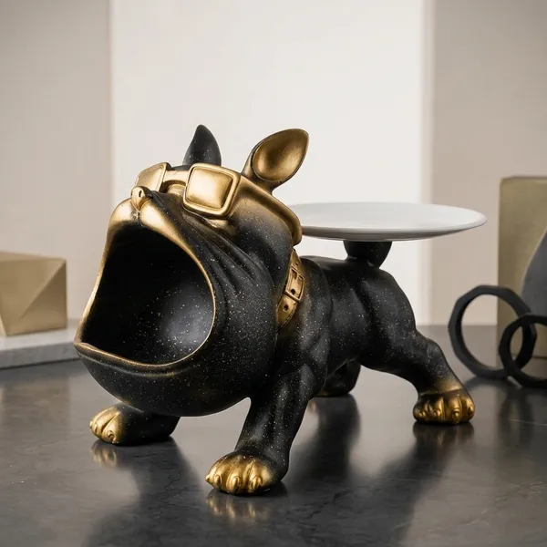 Black_And_Gold_Decorative_Baron_Butler_Dog_Serving_Bowl_With_Accents_Resin_Home_Decor_Organizer