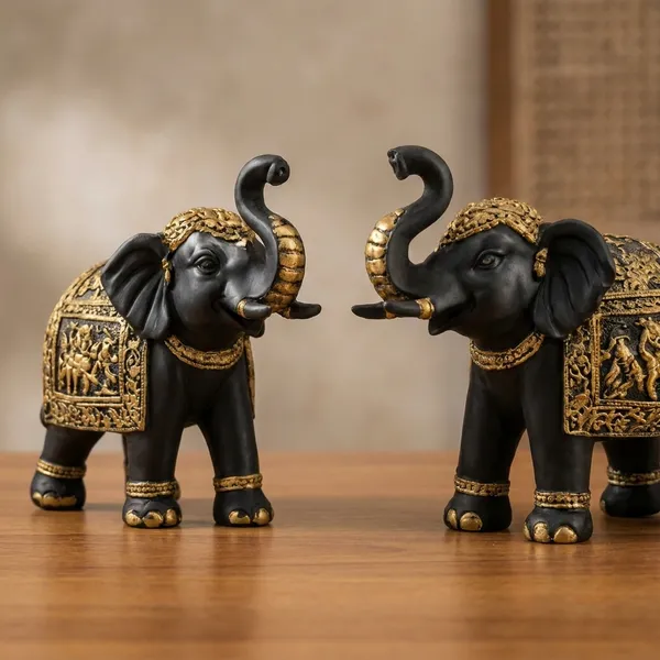 Black_And_Gold_Royal_Tuskers_Decorative_Elephant_Figurine_Set_Of_2