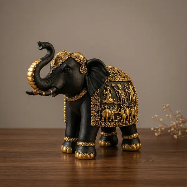 Black_And_Gold_Royal_Tuskers_Decorative_Elephant_Figurine_Set_Of_2