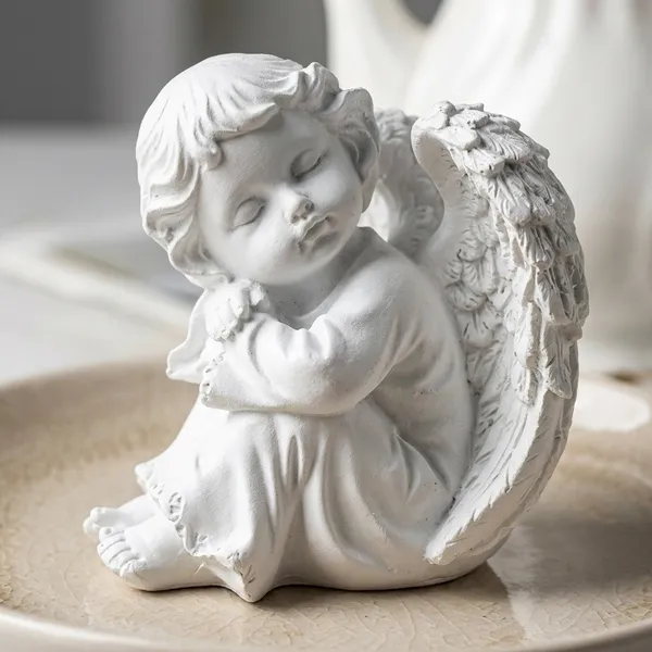 White_Decorative_Celestial_Dream_Figurine_Sitting_Cherub_Statue_With_Wings