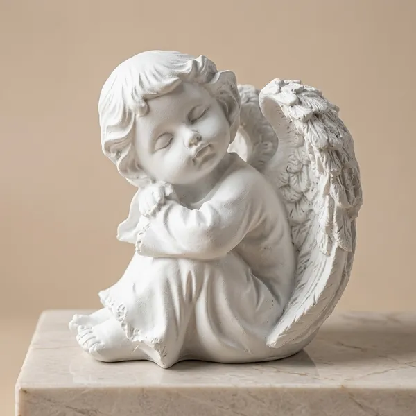 White_Decorative_Celestial_Dream_Figurine_Sitting_Cherub_Statue_With_Wings