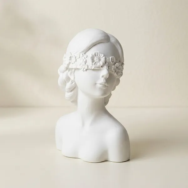 White_Decorative_Ceramic_Bust_Statue_With_Floral_Crown