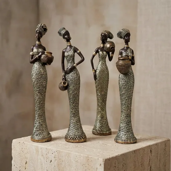 Golden_Sisters_Decorative_African_Women_Figurine_Set_Of_4