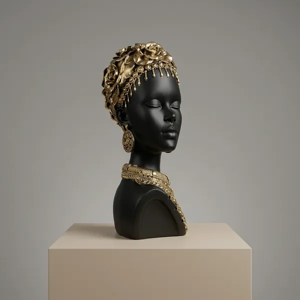 Black_And_Gold_Nubian_Grace_Decorative_African_Woman_Bust_Sculpture_With_Embellishments