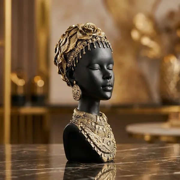 Black_And_Gold_Nubian_Grace_Decorative_African_Woman_Bust_Sculpture_With_Embellishments