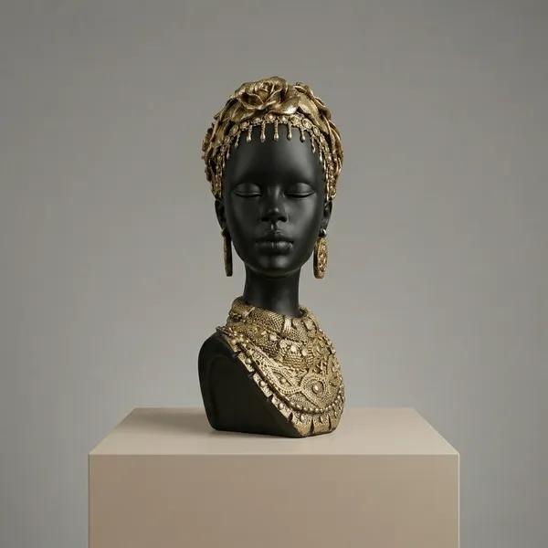 Black_And_Gold_Nubian_Grace_Decorative_African_Woman_Bust_Sculpture_With_Embellishments