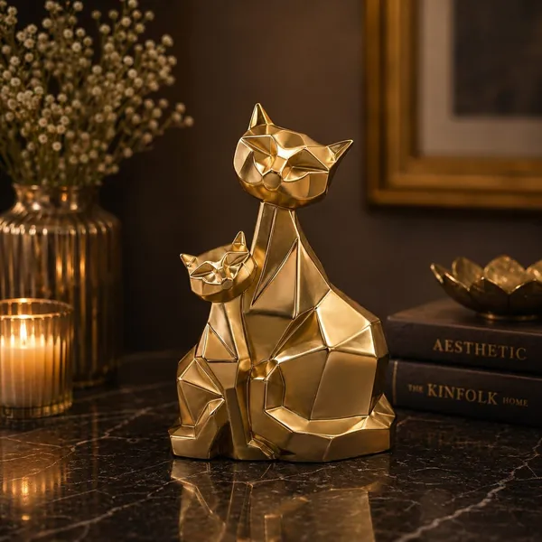 Gold_Royal_Feline_Geometric_Cat_Figurine_Showpiece_Modern_Home_Decor_Sculpture