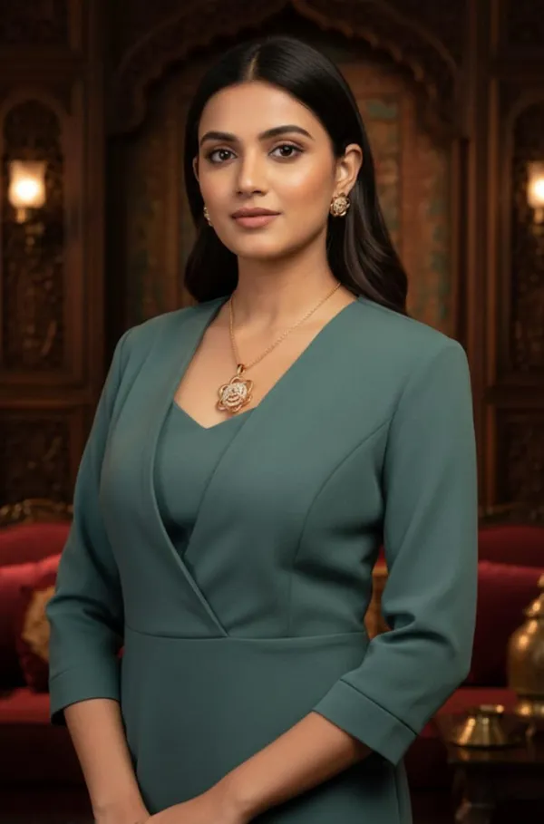 Green_Satin_Premium_&_Fancy_Design_Dress_For_Women