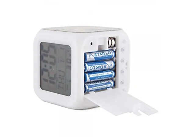White_Color_Changing_Digital_Alarm_Clock_With_Temperature_Display