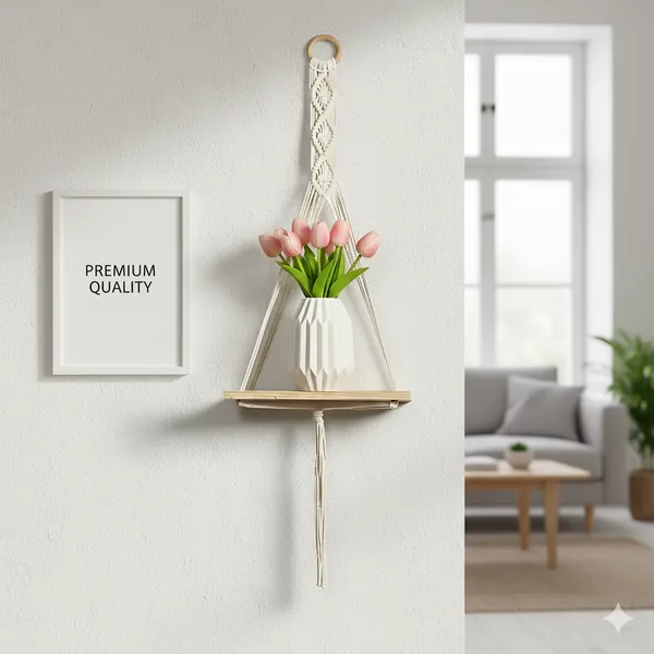 Multicolor_Macram�_Hanging_Wall_Shelf_With_Wooden_Platform