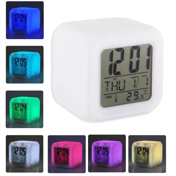 White_Color_Changing_Digital_Alarm_Clock_With_Temperature_Display
