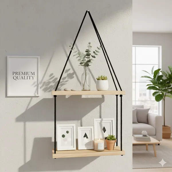 Multicolor_Wall-Mounted_Triangular_Wooden_Display_Shelf_With_Hanging_Rope