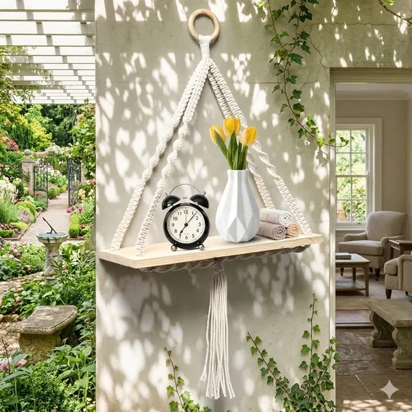 Cream_Macrame_Hanging_Shelf_With_Wooden_Board