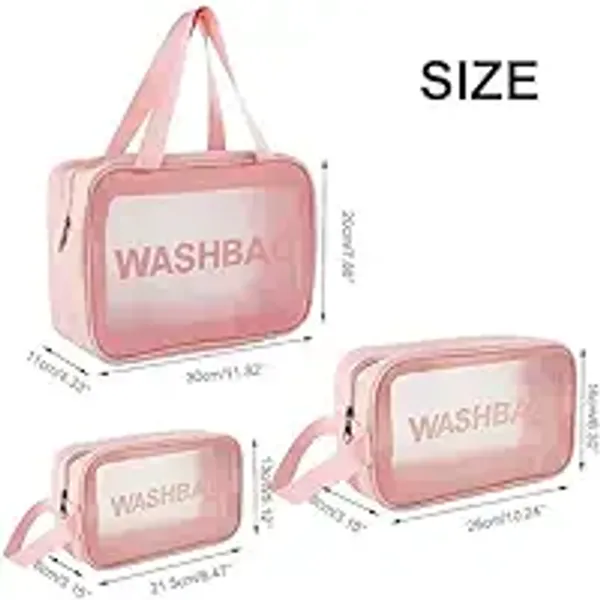 Pink_3Piece_Transparent_Cosmetic_Travel_Bag_Set