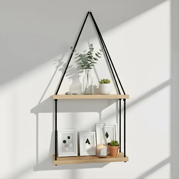 Multicolor_Wall-Mounted_Triangular_Wooden_Display_Shelf_With_Hanging_Rope